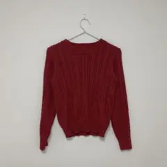 【美品】earth music&ecology ケーブルニット レッド S