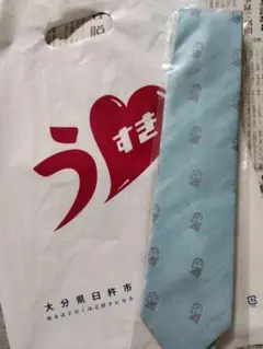 臼杵市ほっとさん柄 水色 ネクタイ