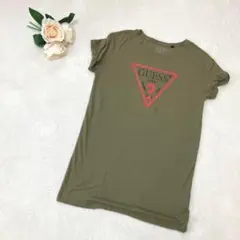 【GUESS】ゲス Tシャツ 半袖 ロゴプリント てろシャツ カーキ XS