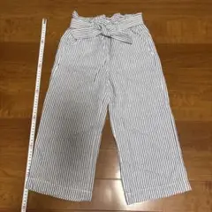 ギャップキッズ130 ストライプワイドパンツ　綿　麻