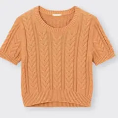 GU ニット　オレンジ　ニット　半袖　クロップド　トップス