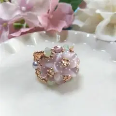 AURORA様★キャッツアイフラワーのブーケリング【パープル】
