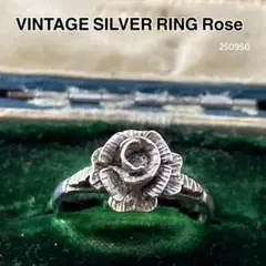 英国 ヴィンテージ シルバー リング ローズ バラ くすみ 18号