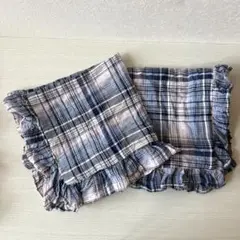 クッションカバー 2枚　チェック柄 コットン　45 × 45 cm