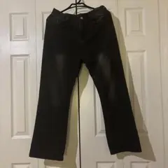 【美品】黒デニム　ダメージ加工　丈長