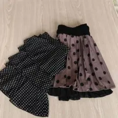 ミニスカート２枚セット　ドット柄スカート