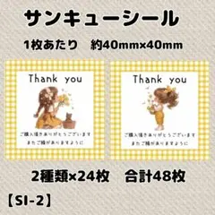 【SI-2】サンキューシール48枚/ケア/ほんのきもち/宛名/差出人/配達員