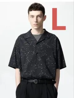 ユニクロ　オープンカラーシャツ　プリント　uniqlo