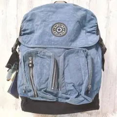 訳あり【タグ付き】Kiplingバックパック　リュック 青 軽量 大容量 通学