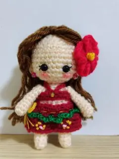 あみぐるみ　あみぐるみキーホルダー　ハイビスカスちゃん