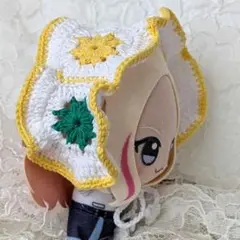 〈イエロー×ホワイト〉ぬい服　ヘッドドレス　ちびぐるみ　にじぬい