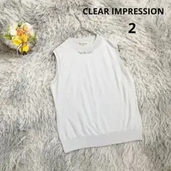 【クリアインプレッション】ノースリーブ サマーニット (２) パール 薄いグレー