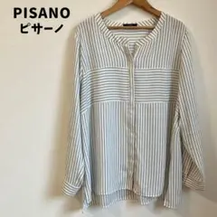 PISANO ピサーノ マルチストライプ 長袖シャツ ブラウス 大きいサイズ