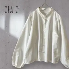 26【OFALO】バンドカラー ボリュームスリーブブラウス 単色 ホワイト M