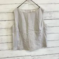 Robe ノースリーブ麻調ブラウス グレーベージュ M相当 夏涼感
