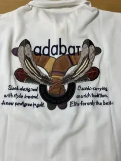 adabar 刺繍デザイン ホワイトポロシャツ男女兼用