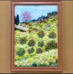 風景画「黄色い丘」菜の花とミモザ