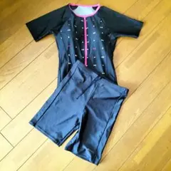 美品★イグニオ＊リボン柄 半袖スポーツ用水着　ブラック　Sサイズ