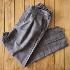 【土日セール・美品】薄手 夏服 リドム テーパード チェック スラックス M 茶