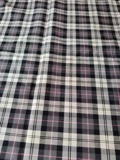 チェック柄綿生地 　黒白ピンク