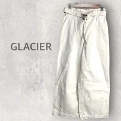 【グラシア】ストレートパンツ M ワイドパンツ 綿100％ ベルト付き 無地
