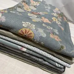 ま-687 着物　グレー系　ポリエステル　洗える着物　まとめ売り　8枚
