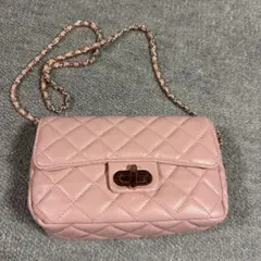 ピンクレザーキルティングショルダーバッグ　m ysty woman