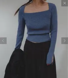 【Pasterip】Square wide neck knit ブルー