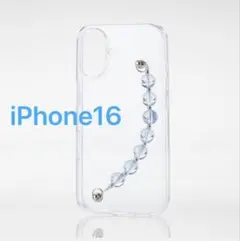 iPhone16 ハイブリッドケース ハンドバンド クリアブルー クリアケース