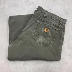 USA製　カーハート　ダックパンツ　ワークパンツ　古着　モスグリーン　W40