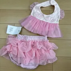 未使用　フリル付きピンクドレスセット 70-80cm