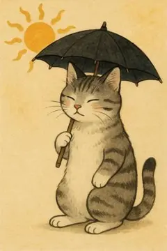 傘を持った猫