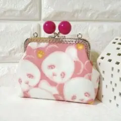 ♡訳あり♡　ハンドメイド　がま口　ポーチ　タバコケース　財布　テディベアピンク