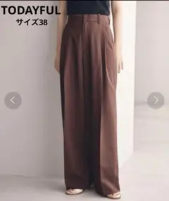 【未使用タグ付】todayful TuckWideTrouser 38 22ss