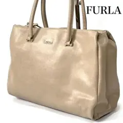 【良品】FURLAトートバッグ ベージュ 通学 ビジネス ハンド ショルダー
