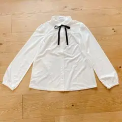 新品 組曲キッズ ブラウス 襟付き ネイビーリボン 150