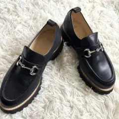 ✨美品HARE ハレ　厚底ボリュームビットローファー　トラックソールブラック27