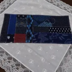 ★ハンドメイド 雪ん子、書生絣 パッチワーク マット　18✖39.5cm