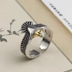 シルバー　イーグル　ゴールド　リング　指輪　メンズ　フリーサイズ　古着