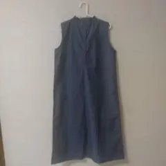 ノースリーブ　シャツワンピース ダークブルー