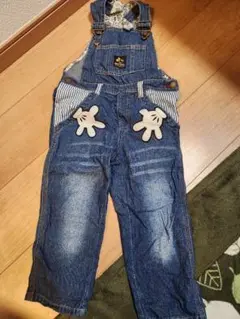 ミッキー刺繍デニムオーバーオール