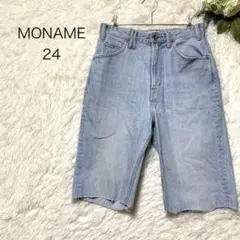 モナーム　デニム　ハーフパンツ　ダメージ加工　Ｆ　浅紺色　シンプル
