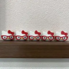 【 5個 】ハローキティ ゆびにんぎょう バスボール キティ（ めがね ）×5