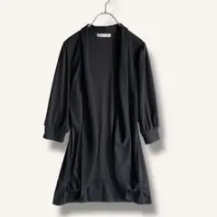 美品　グローブ　レディース七分袖カーディガン　羽織り　ボタンなし　M