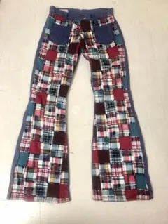 ７0年代　EDWIN ベルボトム　ジーンズ　パッチワーク風　エドウィン