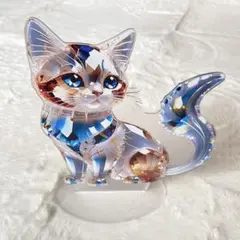 クリスタルプリントキャット 猫雑貨 スタンド型 サンキャッチャー 置物 アクリル