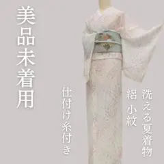 ｍ1901＊美品未着用 洗える夏着物 絽 仕付け糸付き 小紋