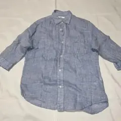 メンズrelume リネン100% チェックシャツ 七分袖Mサイズ