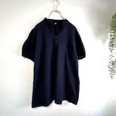 【R73】良品計画 シャツ　ブラウス　プルオーバー　チュニック　ネイビー