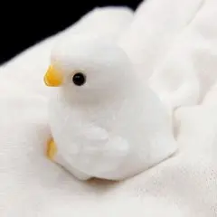 邪気を払い金運を上げる鳥 天然石 漢白玉 アラバスター ちび小鳥ちゃん 置物